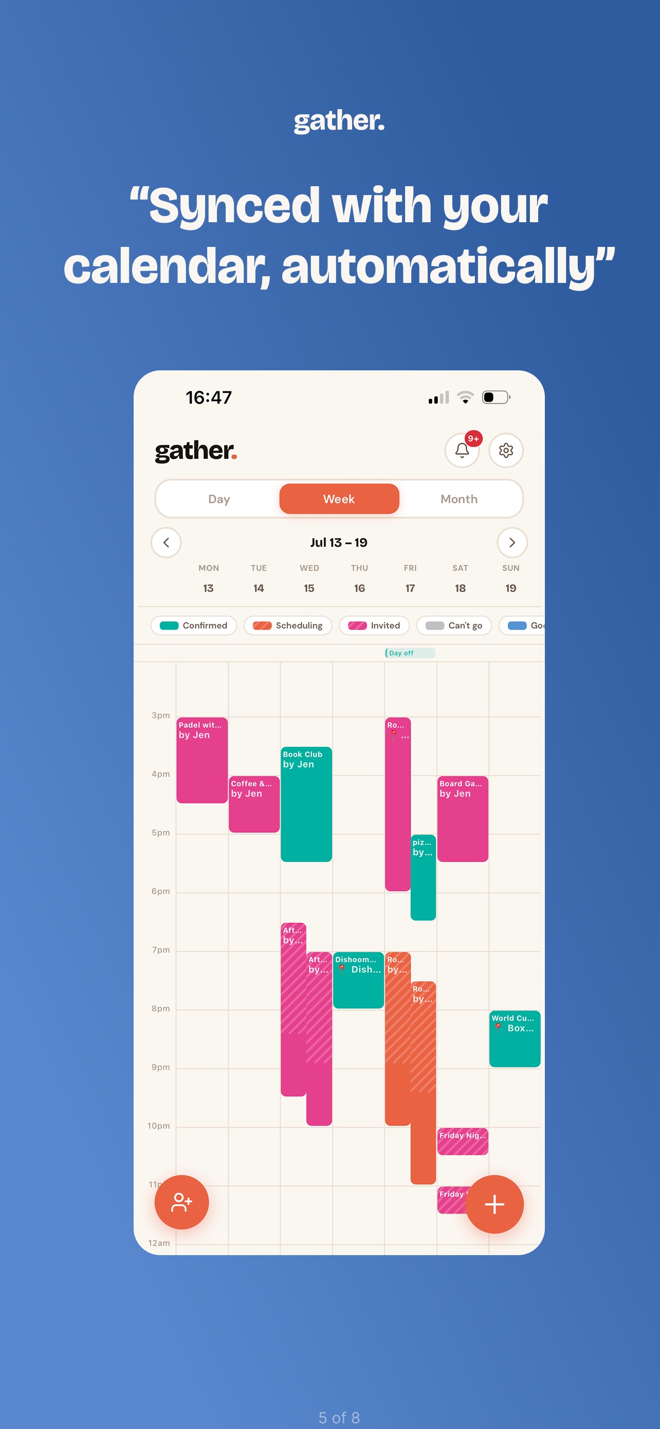 Weekly calendar view